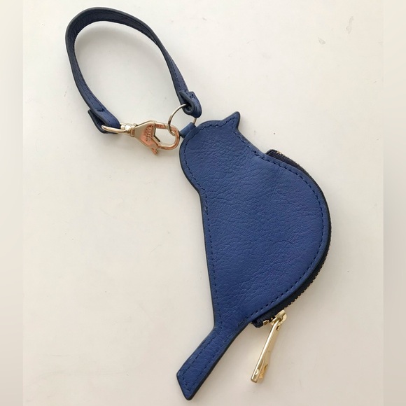 🆕 FOSSIL Blue Bird Leather Zip Coin Purse Bag Charm - Picture 2 of 8